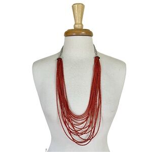 Elegant Coral Glads Seed Bead Multiple 15 Strand  Necklace